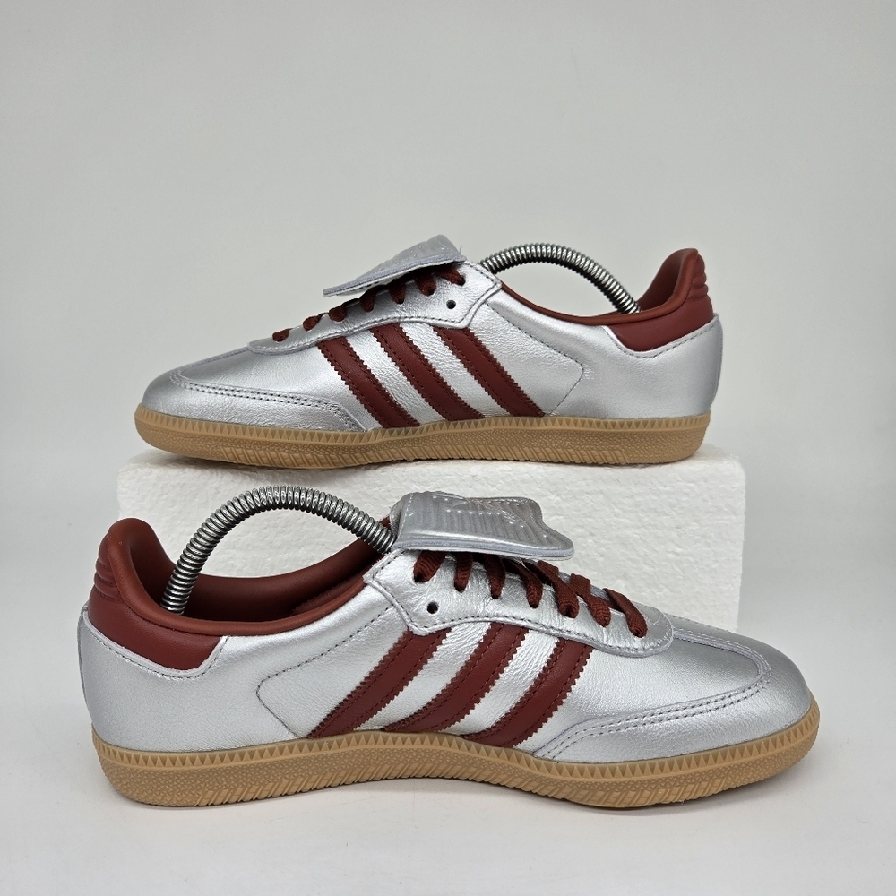 New Adidas Samba LT Women's Silver Metallic Ruby Sneakers Size 7.5 - Picture 6 of 8